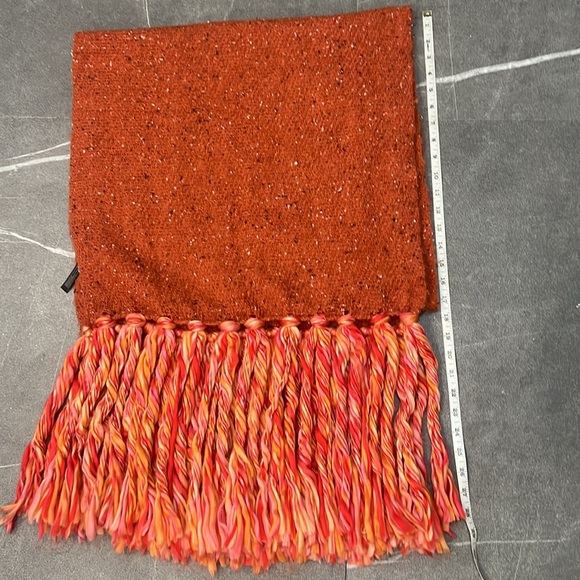 Anthropologie scarf with tassels. Brown and orange. Approx 80L x 30 W + tassels - Picture 8 of 8
